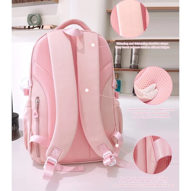 Cute Casual Premium Kids School Backpack (Pink) - Image 3