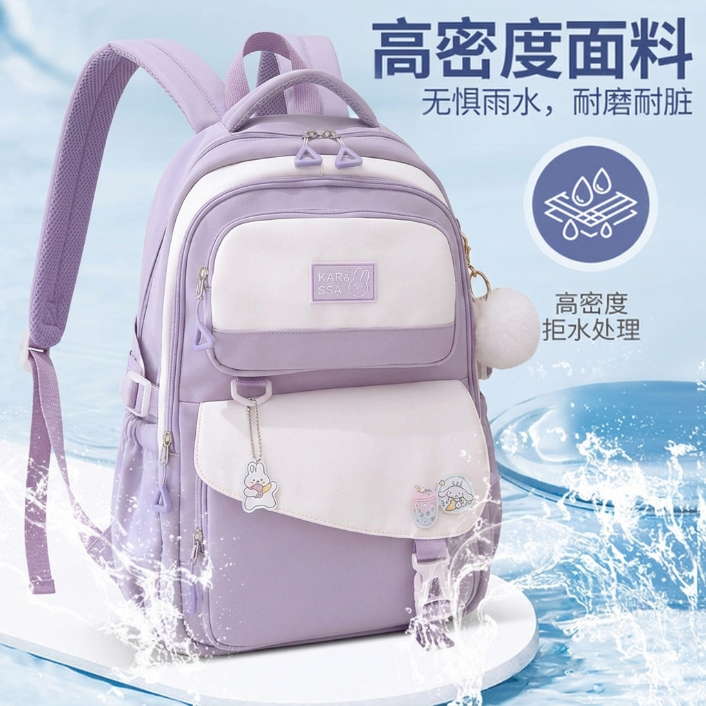Cute Casual Premium Kids School Backpack (Purple) - Image 2