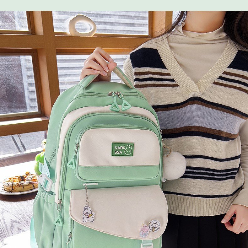 Cute Casual Premium Kids School Backpack (Mint Green) - Image 4