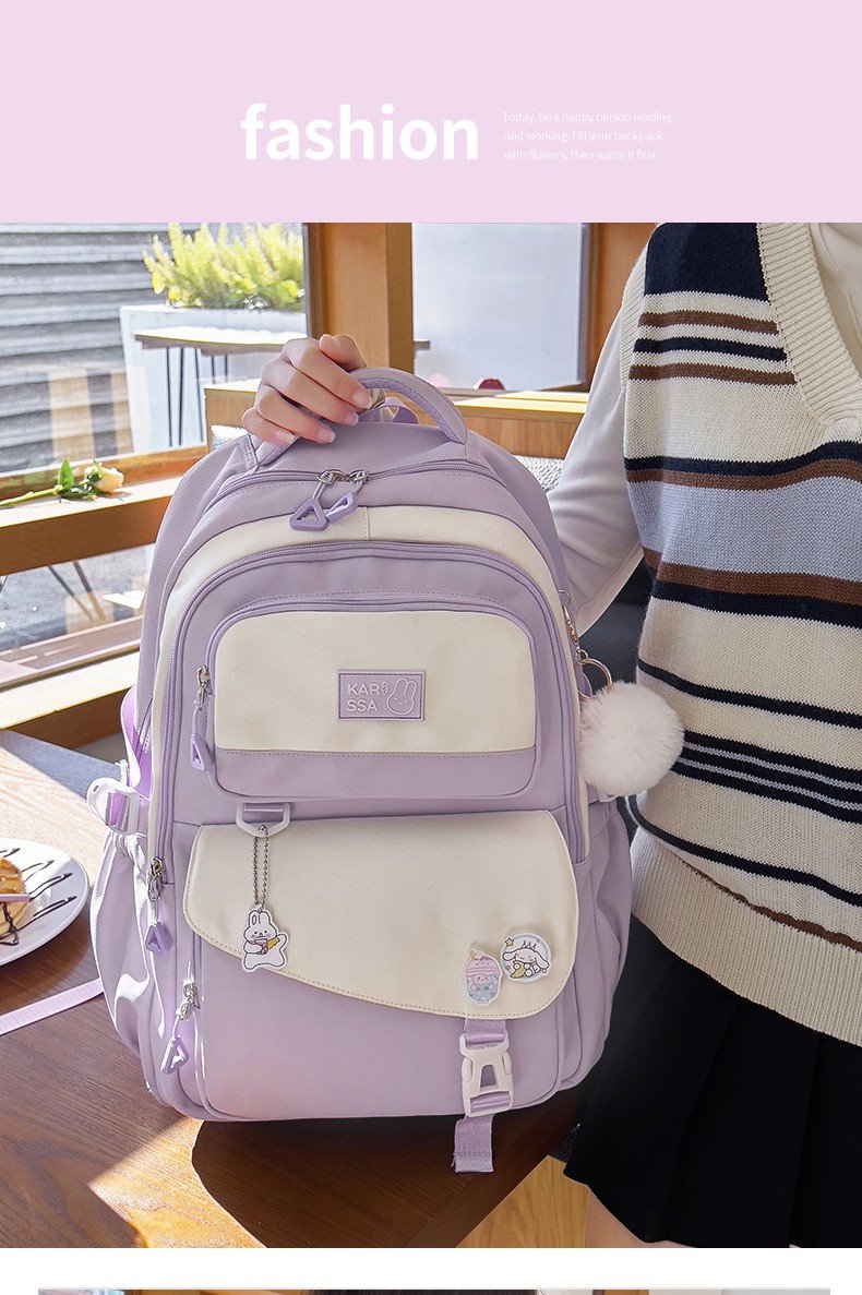 Cute Casual Premium Kids School Backpack (Purple) - Image 3