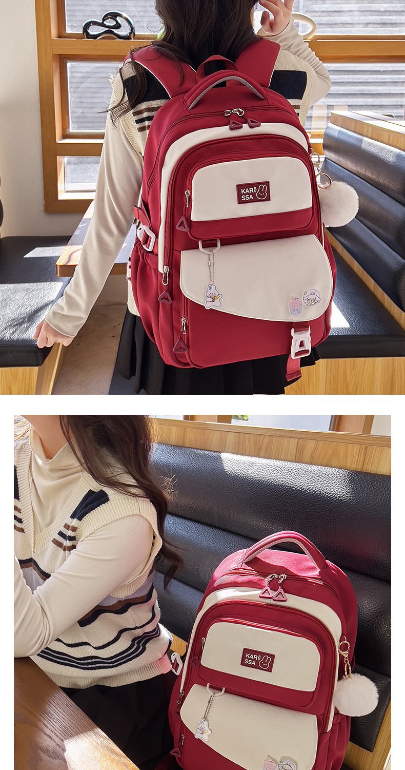 Cute Casual Premium Kids School Backpack (Red) - Image 3